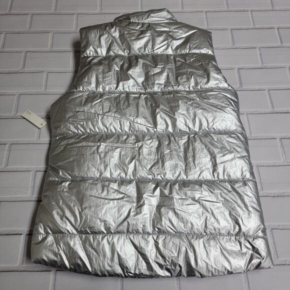 Girls Heavyweight Puffer Vest Silver Metallic Size XXL (14-16) - Picture 6 of 7
